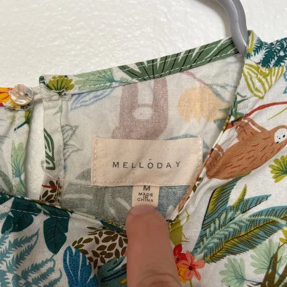 MELLODAY Green and White Tropical Midi Dress - Picture 2 of 11